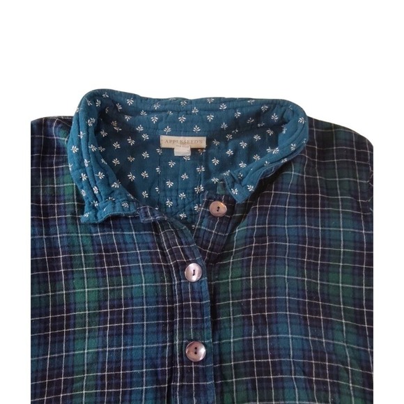 Appleseed's Womens Tunic Black Dark Green Plaid Ruffle Collar Holiday L Country - Picture 12 of 12